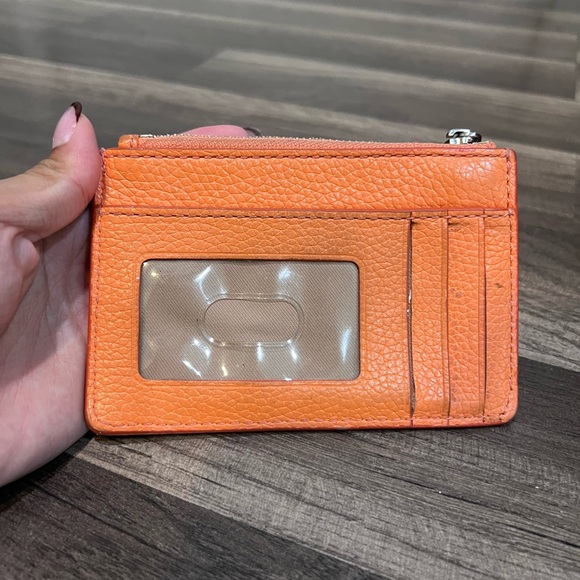Marc Jacobs The Groove Orange Leather Top Zip Card Holder Wallet - Picture 4 of 7